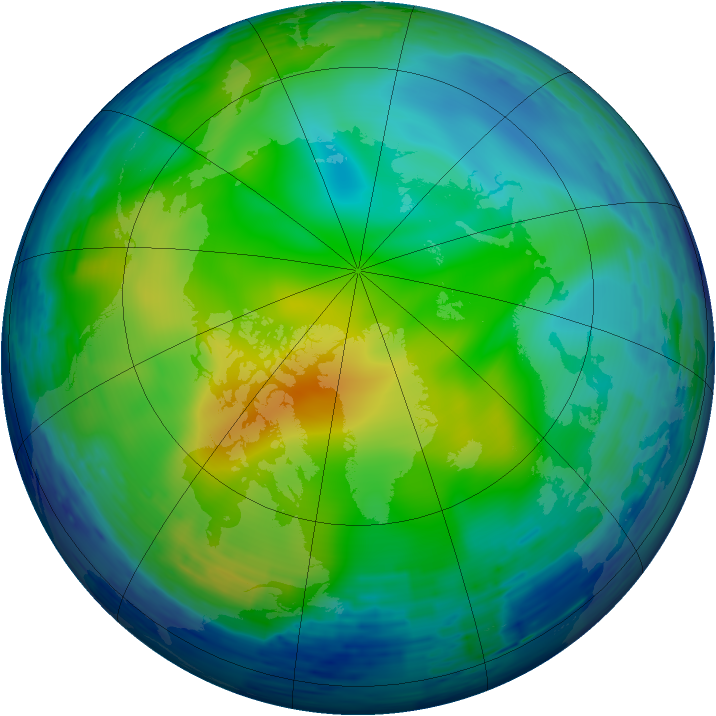 Arctic ozone map for 23 November 1994